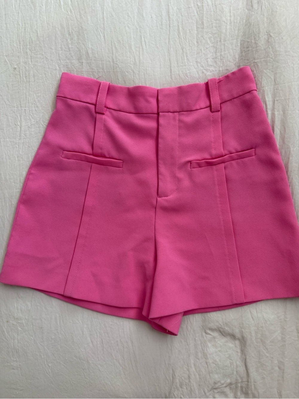 Zara Hot Pink Tailored High-Rise Shorts